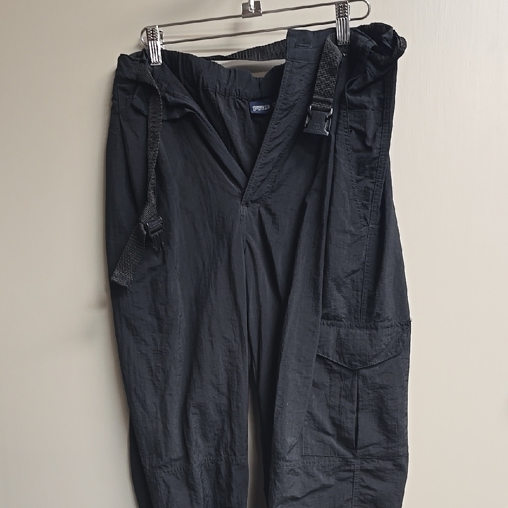 Black Relaxed Fit Track Pants with Drawstring Waist